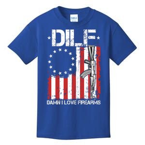 DILF Damn I Love Firearms Distressed USA American Flag Kids T-Shirt