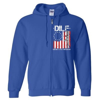 DILF Damn I Love Firearms Distressed USA American Flag Full Zip Hoodie