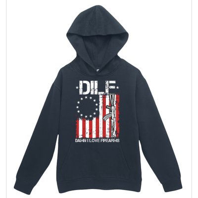 DILF Damn I Love Firearms Distressed USA American Flag Urban Pullover Hoodie