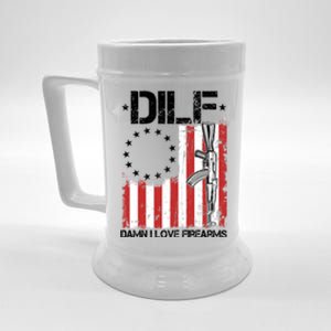 DILF Damn I Love Firearms Distressed USA American Flag Beer Stein