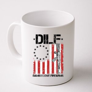 DILF Damn I Love Firearms Distressed USA American Flag Coffee Mug