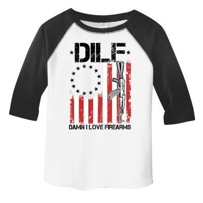 DILF Damn I Love Firearms Distressed USA American Flag Toddler Fine Jersey T-Shirt