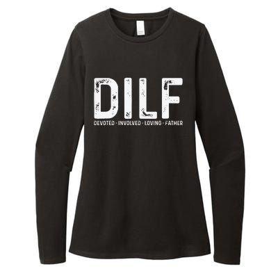 DILF Devoted Involved Loving Father Funny Fathers Day Womens CVC Long Sleeve Shirt