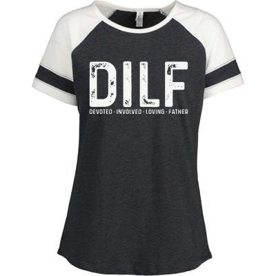 DILF Devoted Involved Loving Father Funny Fathers Day Enza Ladies Jersey Colorblock Tee