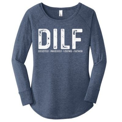 DILF Devoted Involved Loving Father Funny Fathers Day Women's Perfect Tri Tunic Long Sleeve Shirt