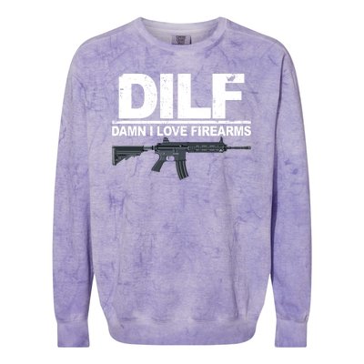 DILF Damn I Love Firearms Colorblast Crewneck Sweatshirt