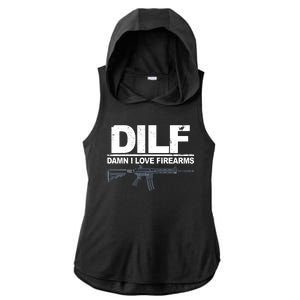 DILF Damn I Love Firearms Ladies PosiCharge Tri-Blend Wicking Draft Hoodie Tank