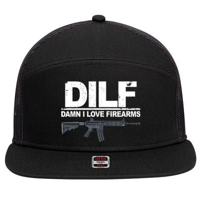 DILF Damn I Love Firearms 7 Panel Mesh Trucker Snapback Hat