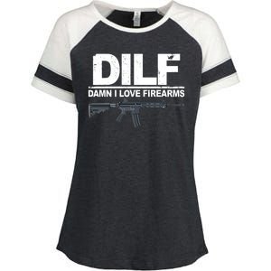 DILF Damn I Love Firearms Enza Ladies Jersey Colorblock Tee