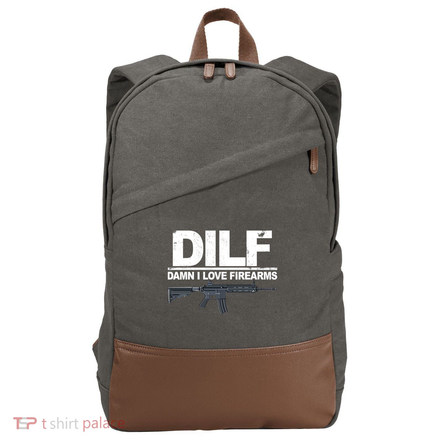 DILF Damn I Love Firearms Cotton Canvas Backpack