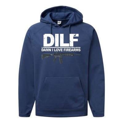 DILF Damn I Love Firearms Performance Fleece Hoodie