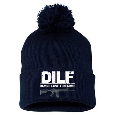 DILF Damn I Love Firearms Pom Pom 12in Knit Beanie