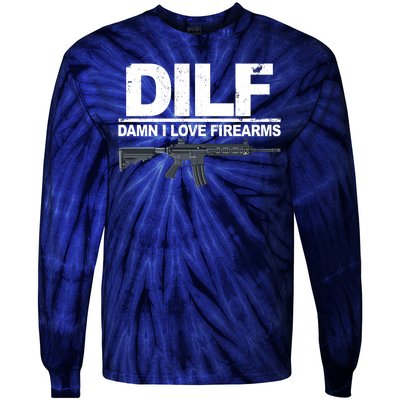 DILF Damn I Love Firearms Tie-Dye Long Sleeve Shirt