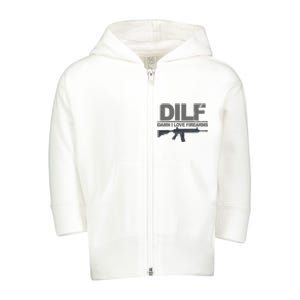 DILF Damn I Love Firearms Toddler Zip Fleece Hoodie