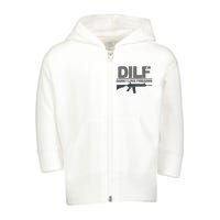 DILF Damn I Love Firearms Toddler Zip Fleece Hoodie