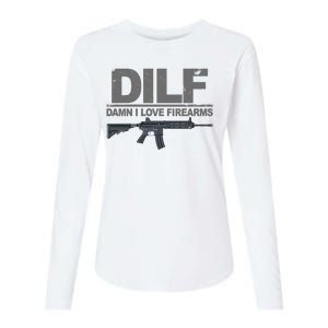 DILF Damn I Love Firearms Womens Cotton Relaxed Long Sleeve T-Shirt