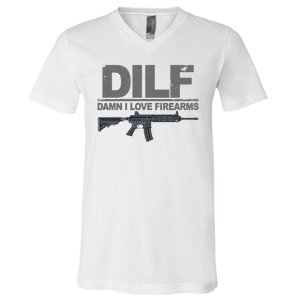 DILF Damn I Love Firearms V-Neck T-Shirt