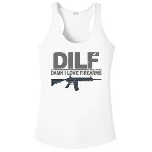 DILF Damn I Love Firearms Ladies PosiCharge Competitor Racerback Tank