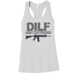 DILF Damn I Love Firearms Women's Racerback Tank