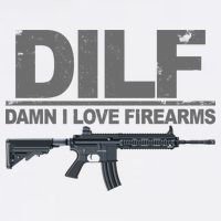 DILF Damn I Love Firearms Women's Knotted Racerback Tank
