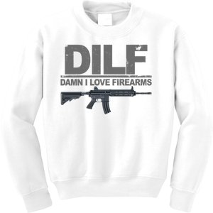 DILF Damn I Love Firearms Kids Sweatshirt