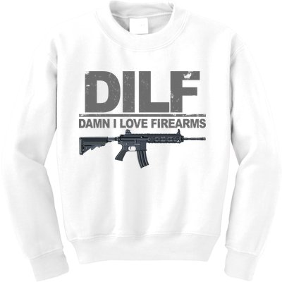 DILF Damn I Love Firearms Kids Sweatshirt
