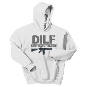 DILF Damn I Love Firearms Kids Hoodie