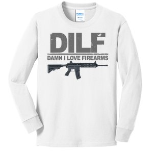 DILF Damn I Love Firearms Kids Long Sleeve Shirt