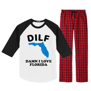 DILF Damn I Love Florida Funny Miami United States Tampa Raglan Sleeve Pajama Set