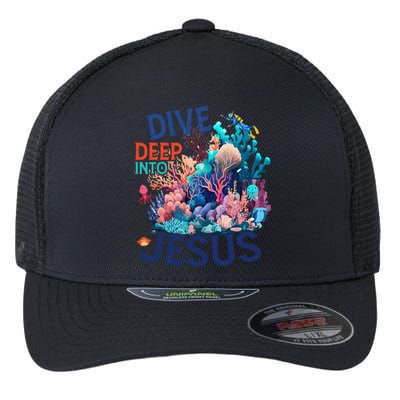 Dive Deep Into Jesus Vbs 2024 Scuba Diving Underwater Flexfit Unipanel Trucker Cap