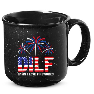 Dilf Damn I Love Fireworks Funny American Patriotic 15oz Campfire Ceramic Mug