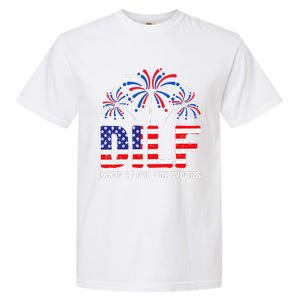 Dilf Damn I Love Fireworks Funny American Patriotic July 4th Garment-Dyed Heavyweight T-Shirt