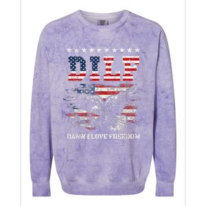 Dilf Damn I Love Freedom Eagle Funny Patriotic 4th Of July Colorblast Crewneck Sweatshirt