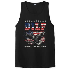 Dilf Damn I Love Freedom Eagle Funny Patriotic 4th Of July PosiCharge Competitor Tank