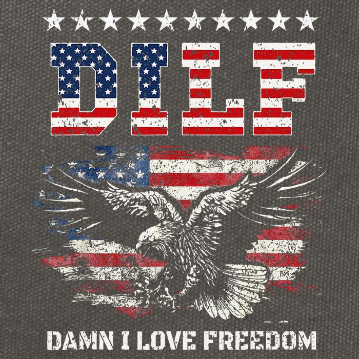 Dilf Damn I Love Freedom Eagle Funny Patriotic 4th Of July Cotton Canvas Backpack