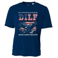 Dilf Damn I Love Freedom Eagle Funny Patriotic 4th Of July Cooling Performance Crew T-Shirt