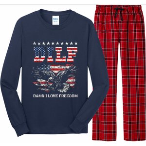 Dilf Damn I Love Freedom Eagle Funny Patriotic 4th Of July Long Sleeve Pajama Set