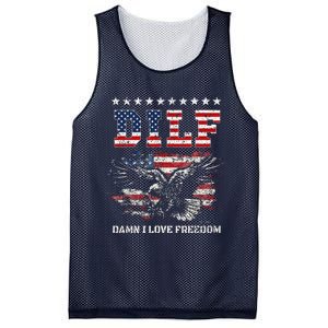 Dilf Damn I Love Freedom Eagle Funny Patriotic 4th Of July Mesh Reversible Basketball Jersey Tank