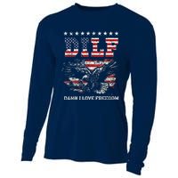 Dilf Damn I Love Freedom Eagle Funny Patriotic 4th Of July Cooling Performance Long Sleeve Crew