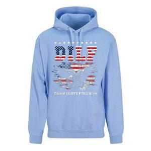 Dilf Damn I Love Freedom Eagle Funny Patriotic 4th Of July Unisex Surf Hoodie