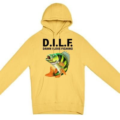 D.I.L.F. Damn I Love Fishing, Fishing Shirt Premium Pullover Hoodie