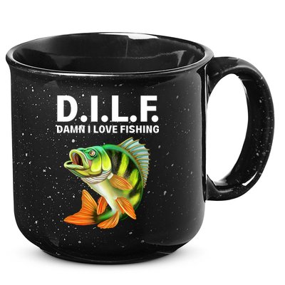 D.I.L.F. Damn I Love Fishing, Fishing Shirt 15oz Campfire Ceramic Mug