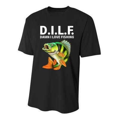 D.I.L.F. Damn I Love Fishing, Fishing Shirt Youth Performance Sprint T-Shirt