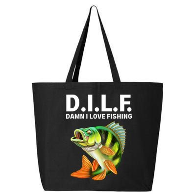 D.I.L.F. Damn I Love Fishing, Fishing Shirt 25L Jumbo Tote