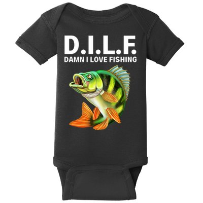 D.I.L.F. Damn I Love Fishing, Fishing Shirt Baby Bodysuit