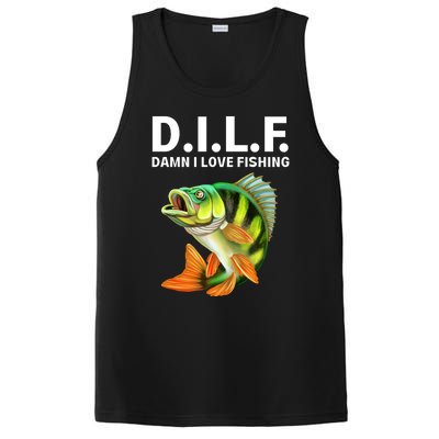 D.I.L.F. Damn I Love Fishing, Fishing Shirt PosiCharge Competitor Tank