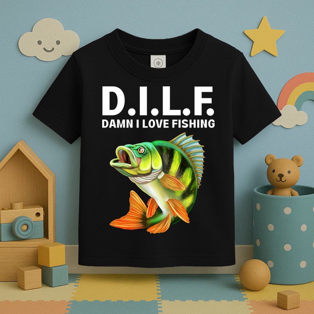 D.I.L.F. Damn I Love Fishing, Fishing Shirt Toddler T-Shirt