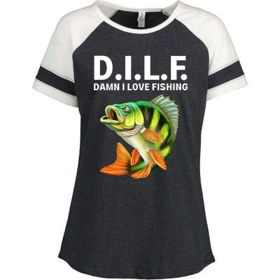 D.I.L.F. Damn I Love Fishing, Fishing Shirt Enza Ladies Jersey Colorblock Tee