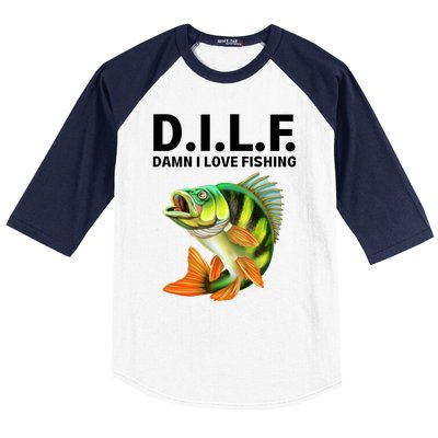 D.I.L.F. Damn I Love Fishing, Fishing Shirt Baseball Sleeve Shirt