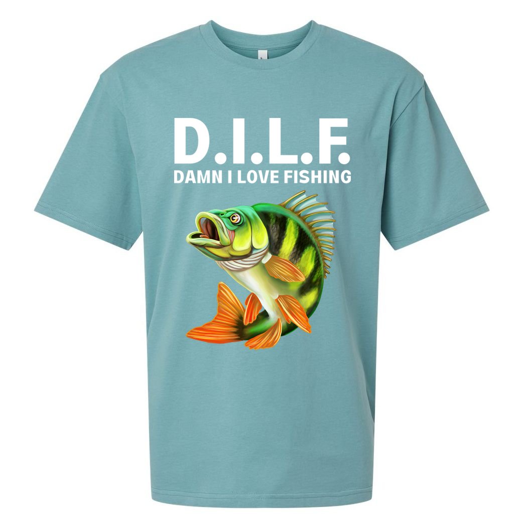 D.I.L.F. Damn I Love Fishing, Fishing Shirt Sueded Cloud Jersey T-Shirt